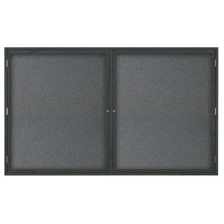 United Visual Products Double Door Indoor Enclosed Easy Tack Bo UV332EZ-BLUE-BLACK